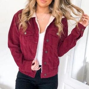 Red Corduroy Sherpa Jacket